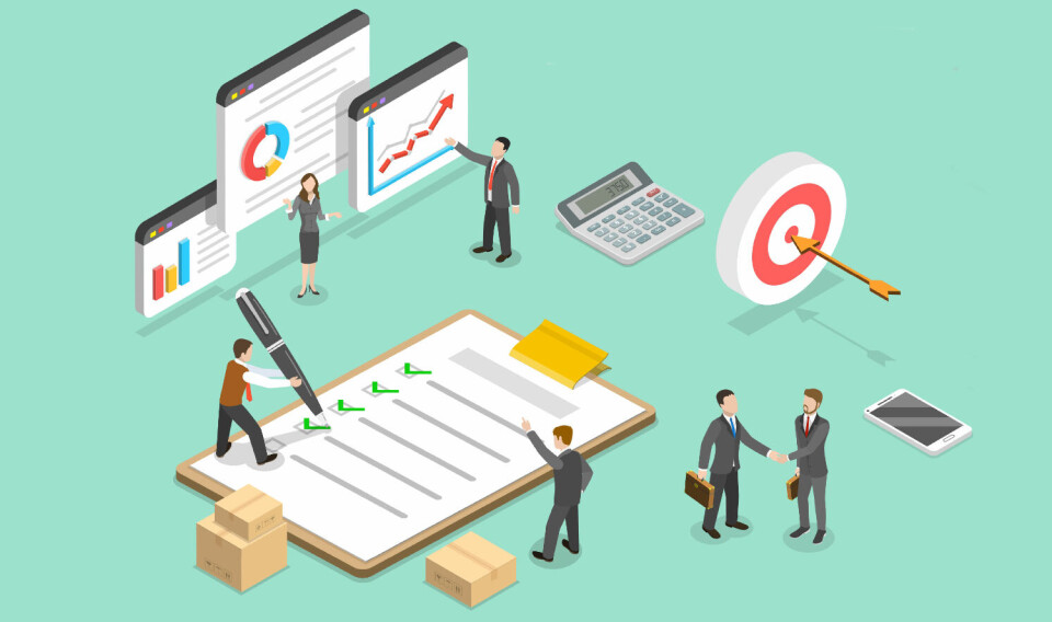 Krev id-kontroll fra tredjepart på alle som skal arbeide på oppdraget. Kontrollér at betalte arbeidsgiveravgifter samsvarer med antallet ansatte. Betrakt arbeid som utføres av underleverandører som et varselsignal. Det er noen av rådene for å stanse useriøse aktører. Illustrasjon som viser kontraktsinngåelse