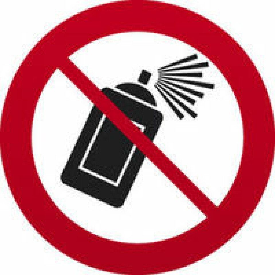 Forbudsskilt med sprayflaske