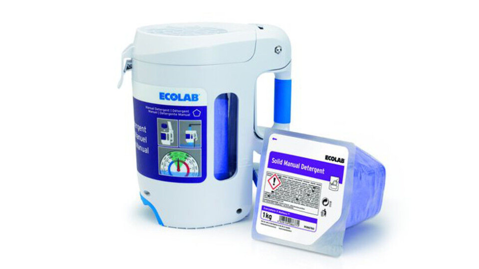 Solid Mobile Dispenser og Solid Manual Detergent. Foto: Ecolab Solid Mobile Dispenser og Solid Manual Detergent. Foto: Ecolab