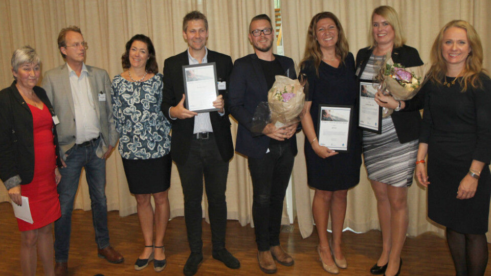 Fra venstre: LO-leder Gerd Kristiansen, fra Bypost Hans Peter Mikaelsen, NHO-sjef Kristin Skogen Lund, fra Toma Arnt Morten Skei og Roger Urhaug, fra Bypost Linn Fagerberg, fra Radisson Alna Linn Dyrkorn, og Arbeids- og sosialminister Anniken Hauglie. Foto: Baard Fiksdal, NHO Service Fra venstre: LO-leder Gerd Kristiansen, fra Bypost Hans Peter Mikaelsen, NHO-sjef Kristin Skogen Lund, fra Toma Arnt Morten Skei og Roger Urhaug, fra Bypost Linn Fagerberg, fra Radisson Alna Linn Dyrkorn, og Arbeids- og sosialminister Anniken Hauglie. Foto: Baard Fiksdal, NHO Service