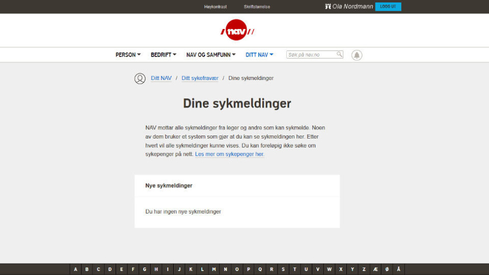 Del «D» av blanketten må fortsatt leveres på papir. (Skjermdump fra Ditt NAV) Del «D» av blanketten må fortsatt leveres på papir. (Skjermdump fra Ditt NAV)