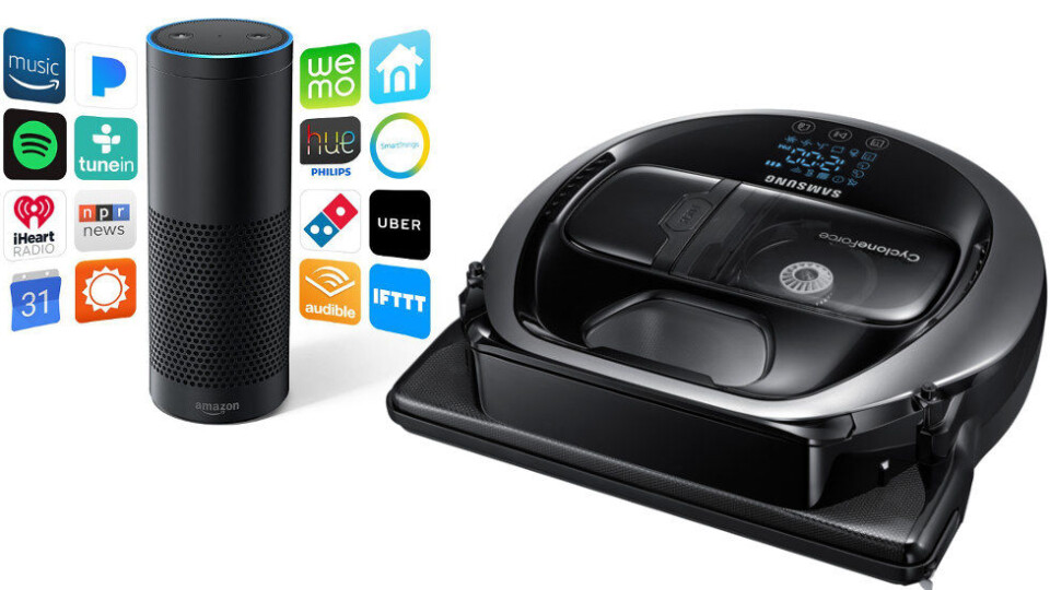 Powerbot VR7000 kan styres med stemmen via Amazons Alexa. (Foto: Amazon og Samsung) Powerbot VR7000 kan styres med stemmen via Amazons Alexa. (Foto: Amazon og Samsung)