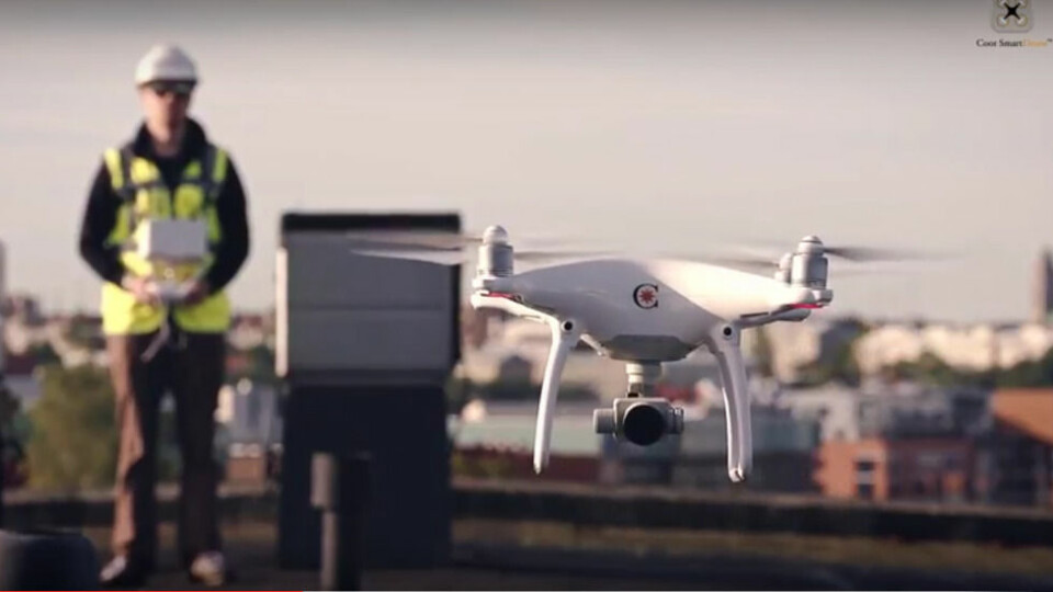 Droner kan hjelpe deg med å inspisere og dokumentere behovet for vedlikehold. (Fra demovideo laget av Coor)
