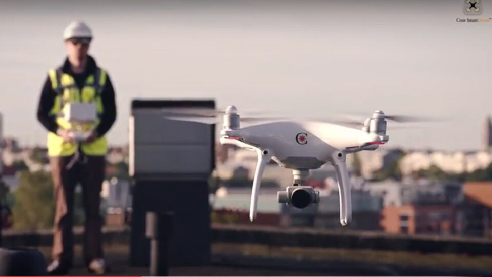 Droner kan hjelpe deg med å inspisere og dokumentere behovet for vedlikehold. (Fra demovideo laget av Coor) Droner kan hjelpe deg med å inspisere og dokumentere behovet for vedlikehold. (Fra demovideo laget av Coor)