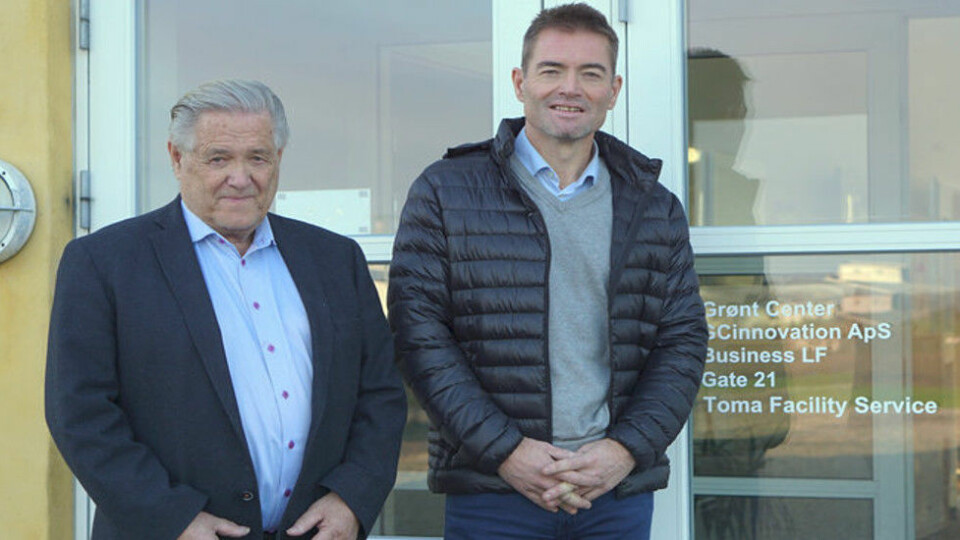 Tore Monsen og Rune Kristian Monsen er godt tilfredse med lokasjonen Holeby, som nå blir dansk hoved­kvarter for 50 medarbeidere, etter at Toma­gruppen har kjøpt Rengørings­Compagniet. (Privatfoto)
