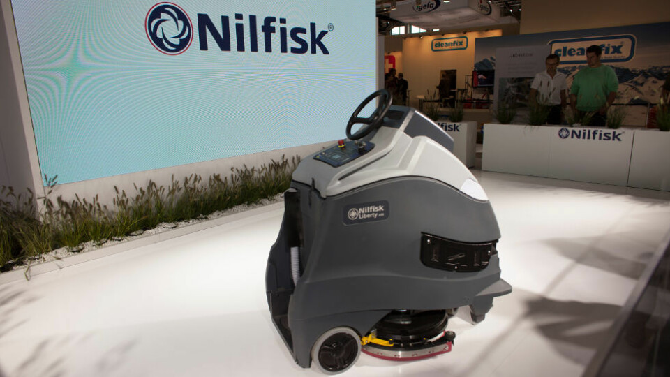 Nilfisks første robot, gulv­vaskeren Liberty A50, i aksjon under messen CMS Berlin i september 2017.