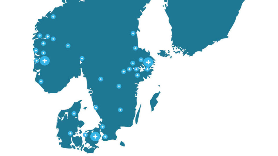 Lokale avdelinger i det danskeide Alliance+. (Illustrasjon er hentet fra deres årsrapport for 2017.) Lokale avdelinger i det danskeide Alliance+. (Illustrasjon er hentet fra deres årsrapport for 2017.)