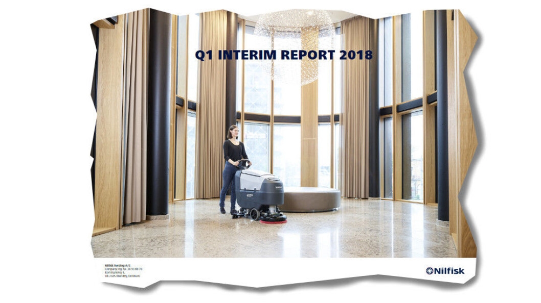 Faksimile fra Nilfisks kvartalsrapport for 1. kvartal 2018. (Ill.: Nilfisk). Faksimile fra Nilfisks kvartalsrapport for 1. kvartal 2018. (Ill.: Nilfisk).