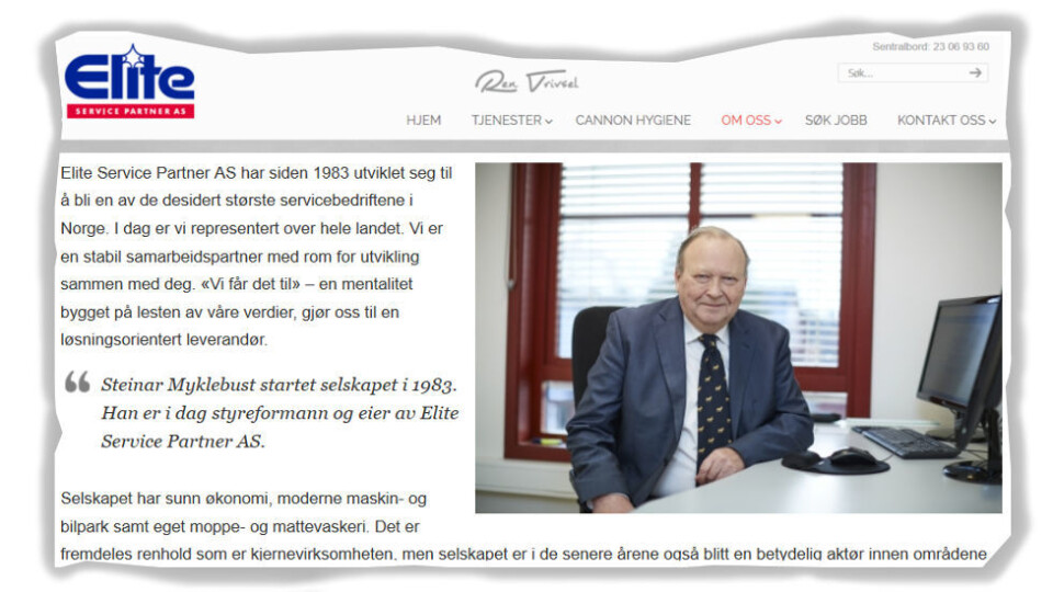 Elite har de ti siste årene nær femdoblet sin omsetning. (Faksimile fra Elites nettside) Elite har de ti siste årene nær femdoblet sin omsetning. (Faksimile fra Elites nettside)