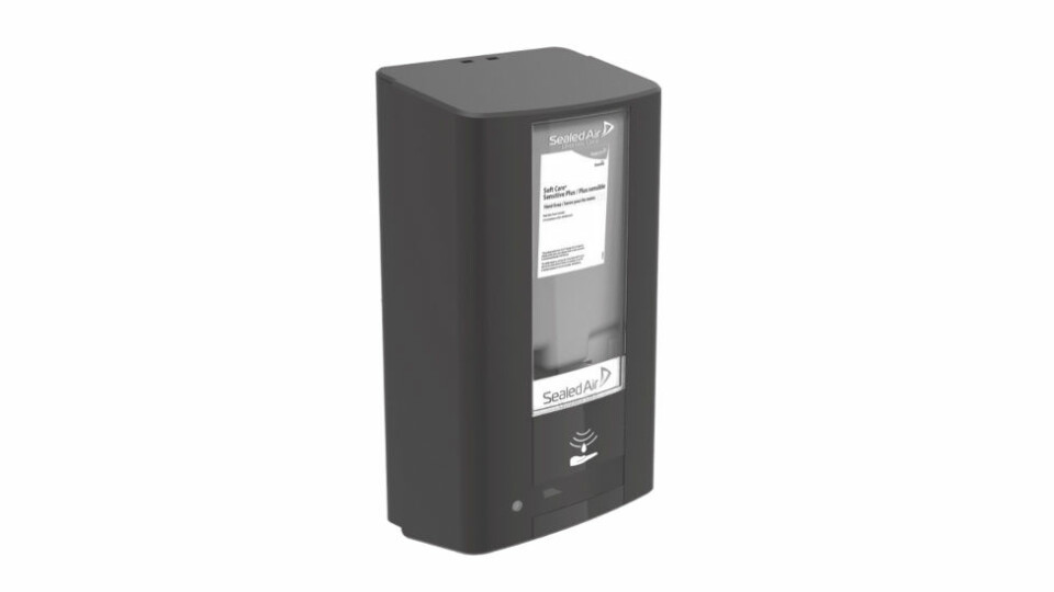 IntelliCares hybride dispenser i svart utgave. (Foto: Produsenten)