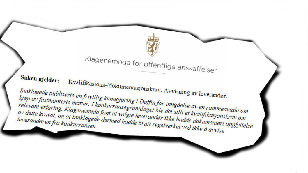 Faksimile fra Kofas avgjørelse vedrørende Malvik kommunes anskaffelse av matteløsning. Faksimile fra Kofas avgjørelse vedrørende Malvik kommunes anskaffelse av matteløsning.