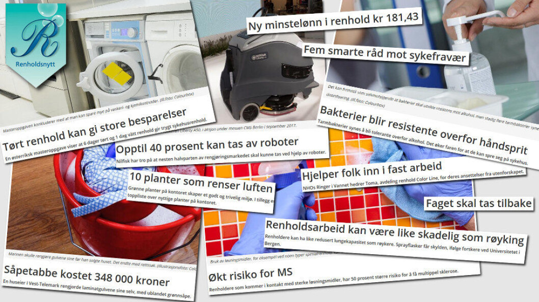 Et knippe av de mest leste sakene på Renholdsnytt.no i fjor. Et knippe av de mest leste sakene på Renholdsnytt.no i fjor.