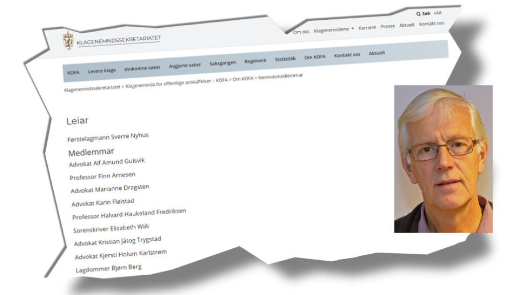 Førstelagmann Sverre Nyhus er blitt ny nemndsleder i KOFA. (Faksimilier etter KOFA.) Førstelagmann Sverre Nyhus er blitt ny nemndsleder i KOFA. (Faksimilier etter KOFA.)