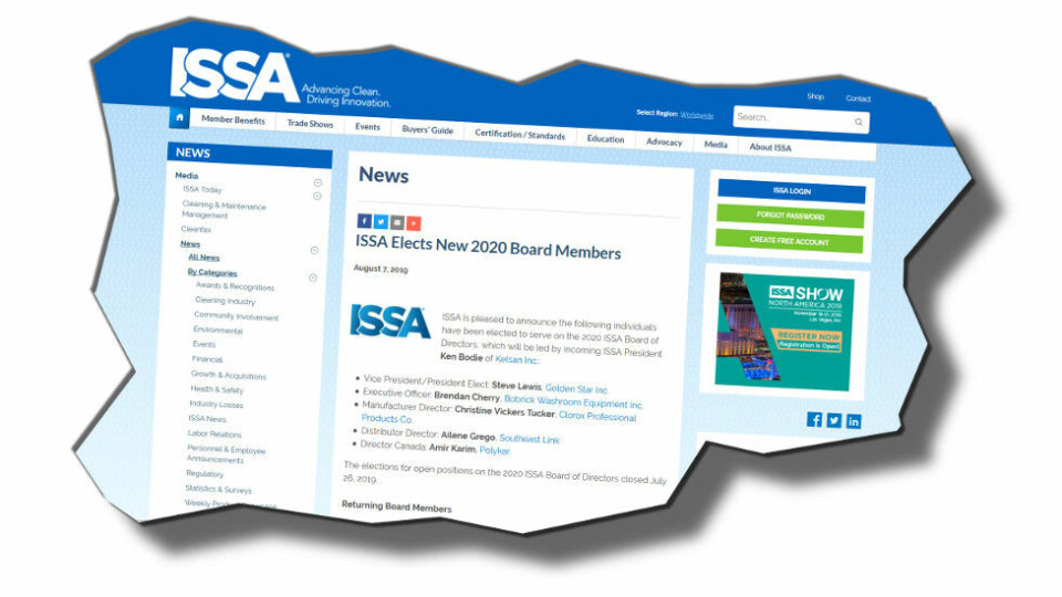 Leverandør­foreningen ISSA har valgt nytt styre. (Faksimile etter ISSA)