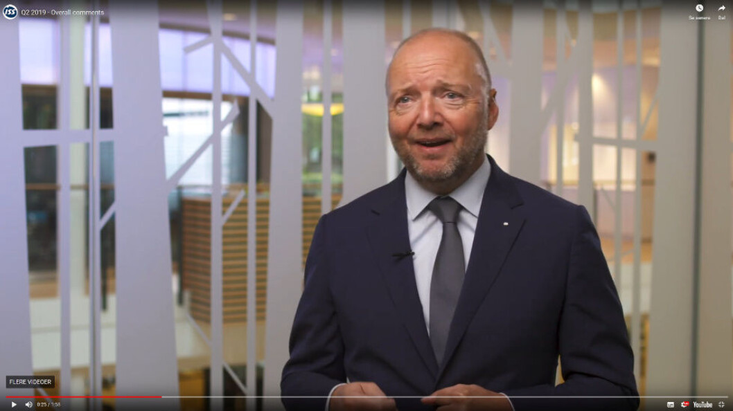 Ifølge Jeff Gravenhorst, Group CEO i ISS, er den økonomiske utviklingen for 2019 så langt i store trekk som forventet. Faksimile fra video der Gravenhorst kommenterer regnskapet. (Foto: ISS) Ifølge Jeff Gravenhorst, Group CEO i ISS, er den økonomiske utviklingen for 2019 så langt i store trekk som forventet. Faksimile fra video der Gravenhorst kommenterer regnskapet. (Foto: ISS)