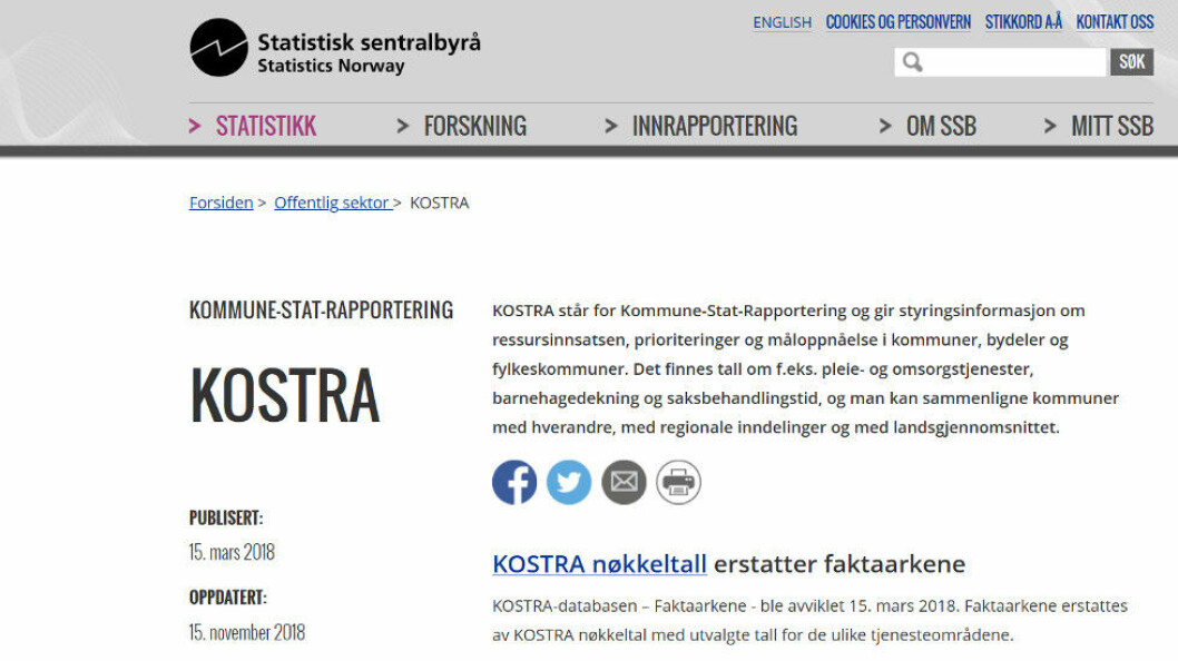 KOSTRA står for Kommune-Stat-Rapportering og gir styrings­informasjon om ressurs­innsatsen, prioriteringer og mål­oppnåelse i kommuner, bydeler og fylkes­kommuner. (Ill. etter Statistisk Sentralbyrå)