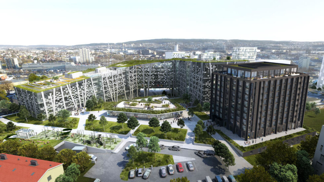 Det planlagte næringsbygget Økern Portal i Oslo. Det planlagte næringsbygget Økern Portal i Oslo.