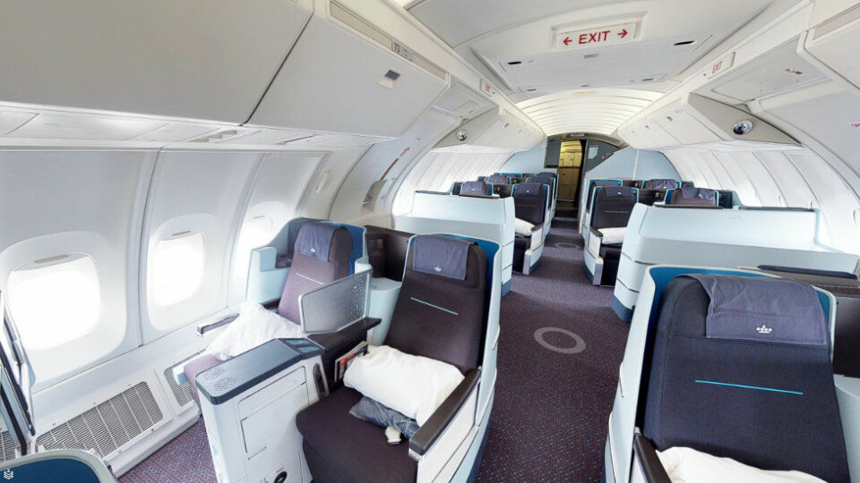 Med KLMs nye dataverktøy kan både renholdere – og du selv – utforske interiøret i kabinen før du går inn i flyet. Her ser vi fra en Boeing 747-400. (Ill.: Matterport)
