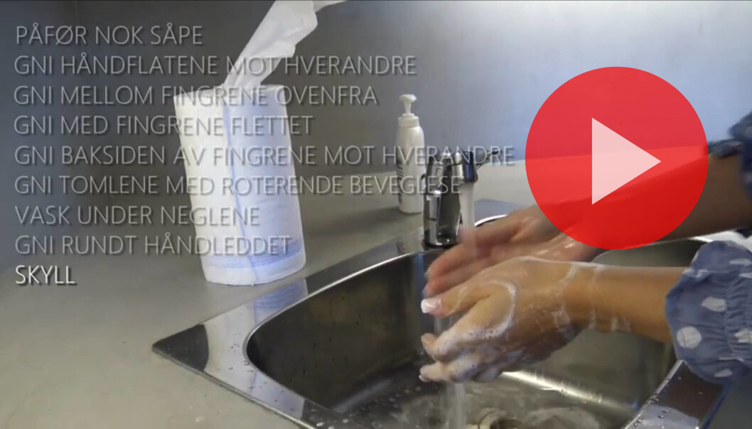 IFI.no har laget en 11-trinns oppskrift på grundig håndvask. IFI.no har laget en 11-trinns oppskrift på grundig håndvask.