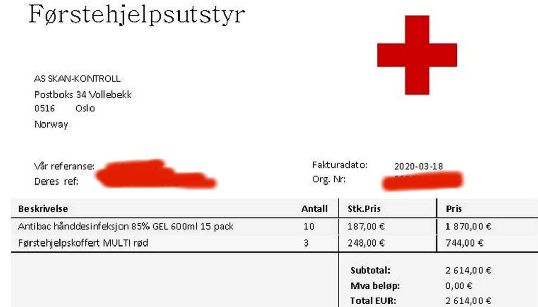 Eksempel på falsk faktura. Eksempel på falsk faktura.