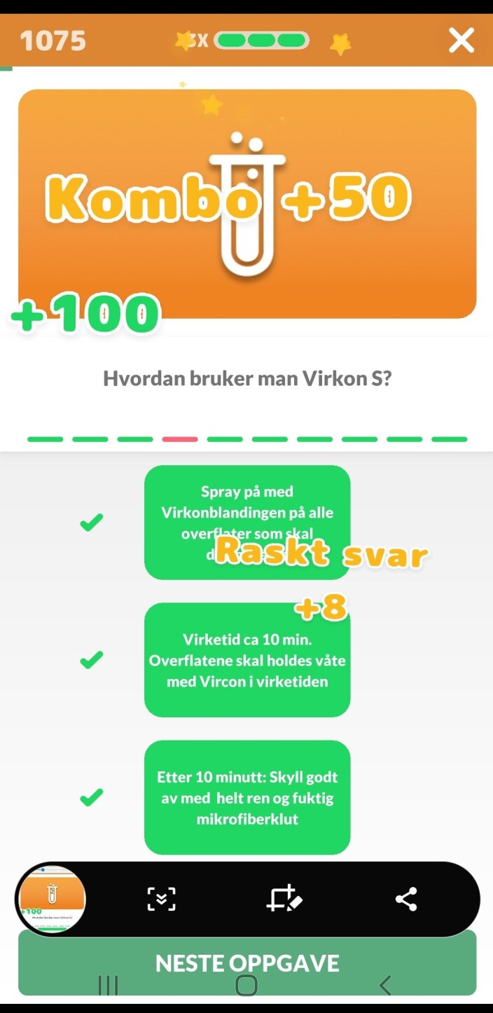 Skjermbilde fra appen «Coor My Learning» om smitterenhold. Skjermbilde fra appen «Coor My Learning» om smitterenhold.