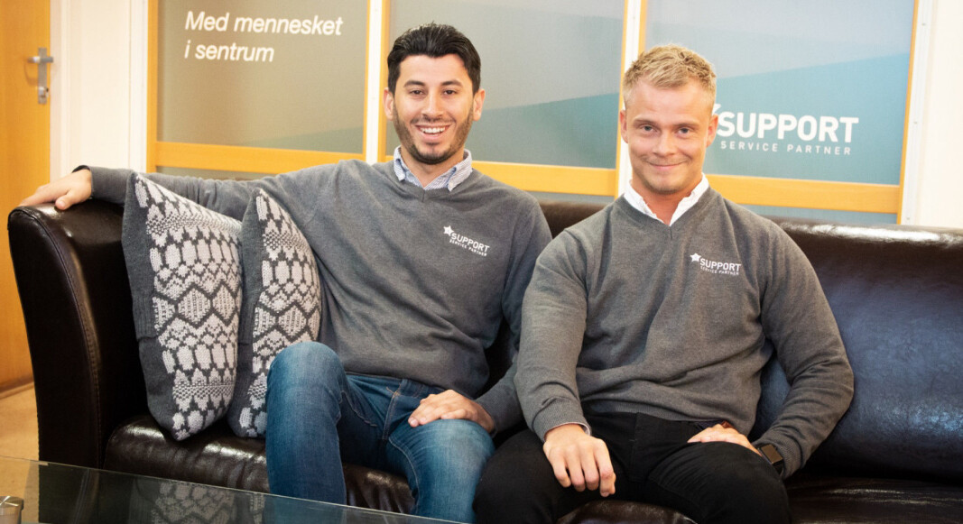 Ghazi Khder t.v. og Patrick Solrunarson fra Tønsberg startet rengjøringsfirmaet Support Service Partner AS som 17-åringer. Som 25-åringer jobber de nå for å bli en internasjonal aktør. Ghazi Khder t.v. og Patrick Solrunarson fra Tønsberg startet rengjøringsfirmaet Support Service Partner AS som 17-åringer. Som 25-åringer jobber de nå for å bli en internasjonal aktør.