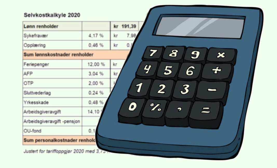 Varselklokkene bør ringe dersom du får inn et pristilbud som ligger under kr 274,41 eks. mva. pr time fra en virksomhet. Varselklokkene bør ringe dersom du får inn et pristilbud som ligger under kr 274,41 eks. mva. pr time fra en virksomhet.
