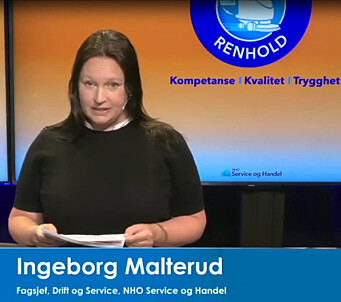 Fagsjef Ingeborg Malterud i NHO SH under lanseringen. Fagsjef Ingeborg Malterud i NHO SH under lanseringen.