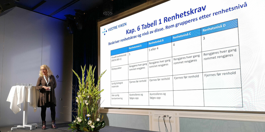 Rigmor Bratlund, smittevern­avdelingen Vestre Viken HF, under en presentasjon av NS 6600.