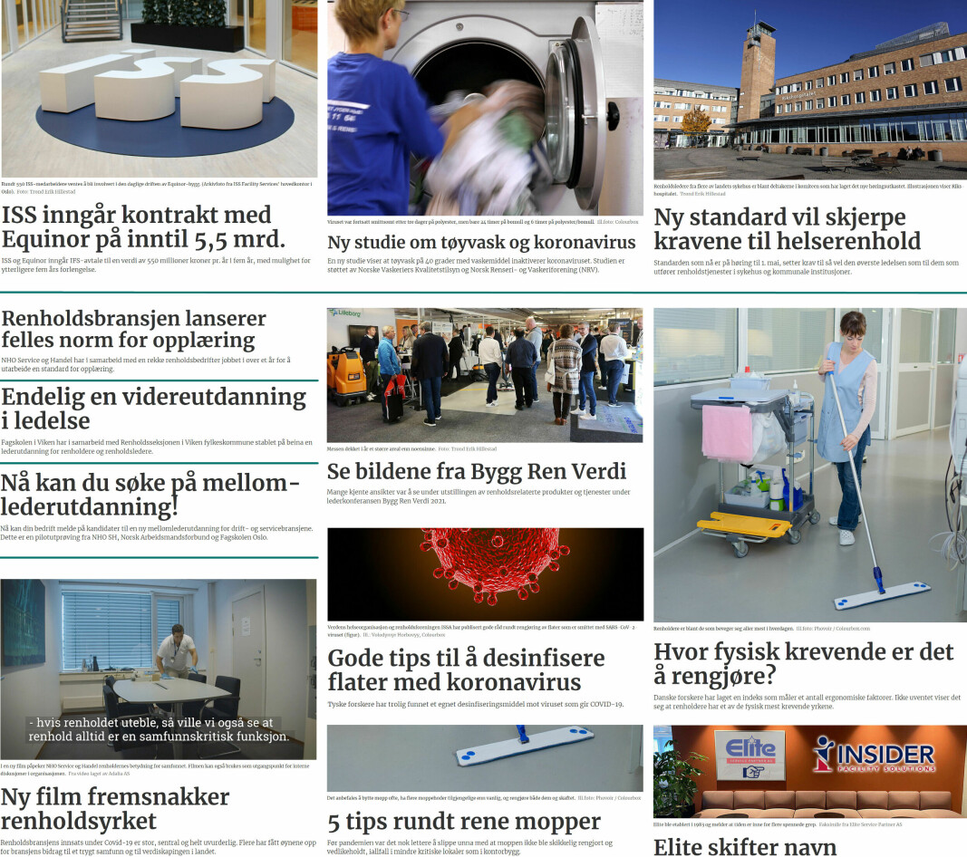 Et knippe av de mest leste sakene på Renholdsnytt.no i 2021. Et knippe av de mest leste sakene på Renholdsnytt.no i 2021.