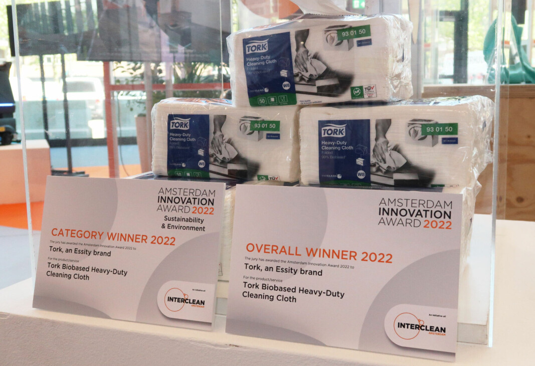 Tork vant den gjeveste innovasjonsprisen under renholdsmessen Interclean i Amsterdam 2022. Tork vant den gjeveste innovasjonsprisen under renholdsmessen Interclean i Amsterdam 2022.