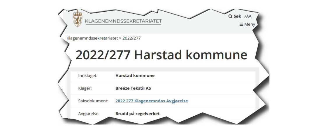I følge KOFA brøt kommunen anskaffelsesforskriften på et punkt, men feilen medførte ikke medførte avlysningsplikt av konkurransen. I følge KOFA brøt kommunen anskaffelsesforskriften på et punkt, men feilen medførte ikke medførte avlysningsplikt av konkurransen.