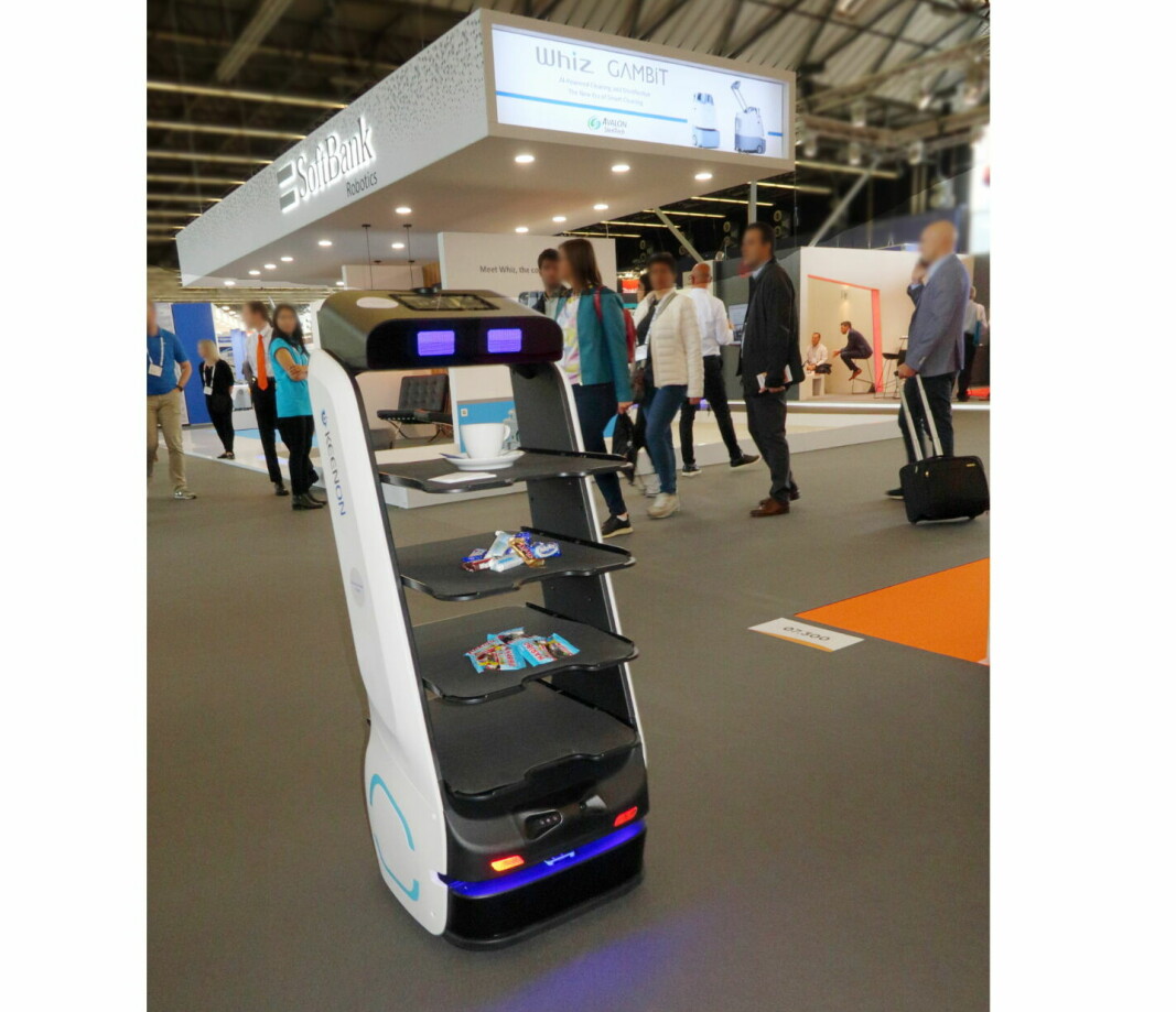 Serverings­roboten Keenbot fra Keenon Robotics, her under messen Interclean Amsterdam 2022.